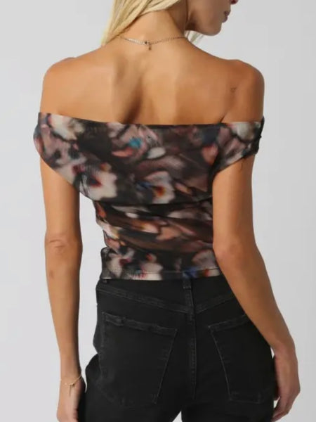 Off Kilter Mesh Top in Black