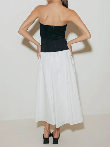 Clean & Classy Strapless Dress in Black & White