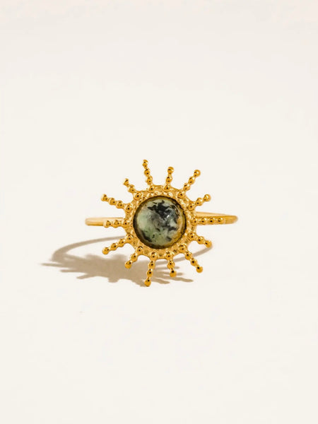 Ainsley Sunburst Ring in Green