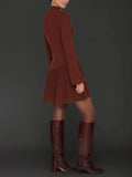 Asymmetrical Hem Mini Sweater Dress in Rust