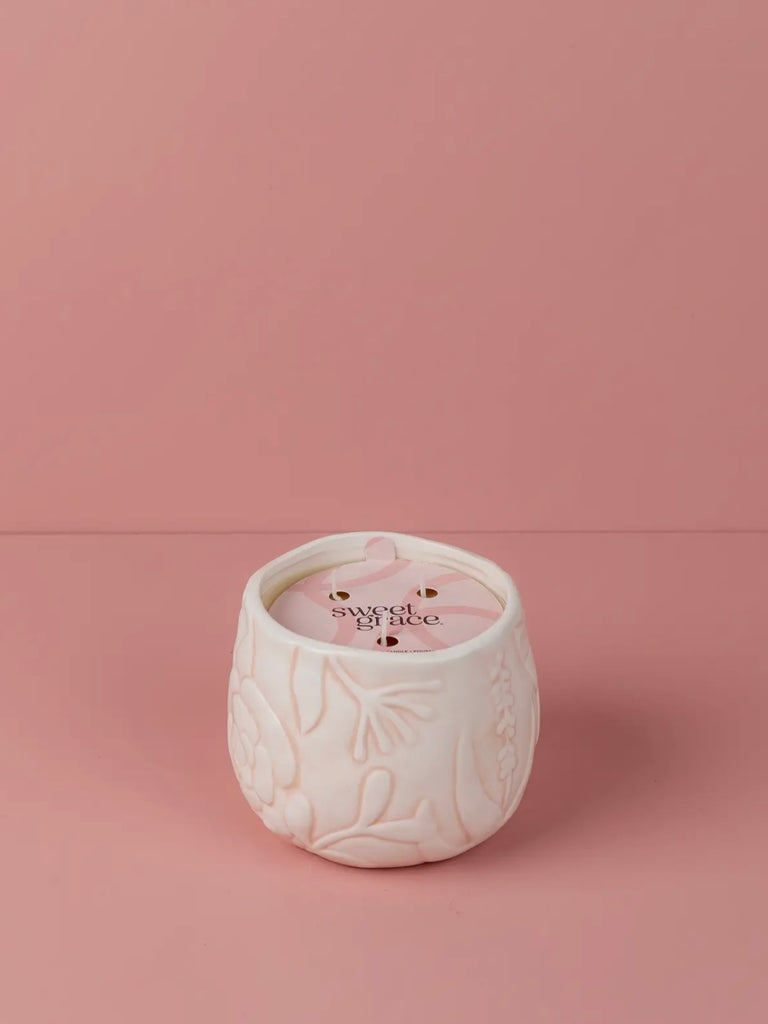 Sweet Grace Floral Embossed Candle