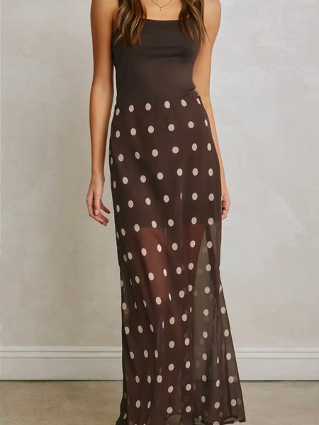 Pull Out All The Dots Skirt in Chocolate