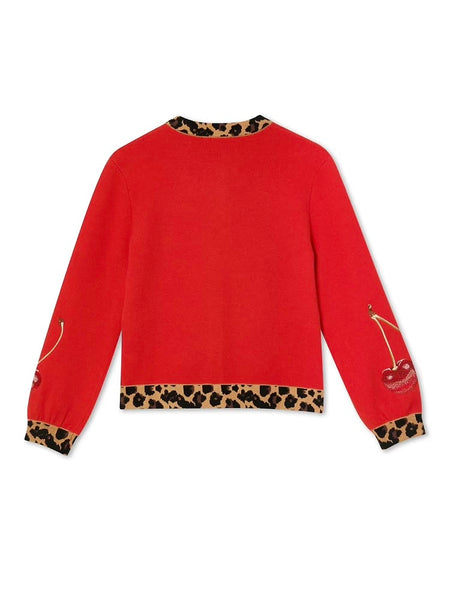 Cherry Holly Cardigan in Red