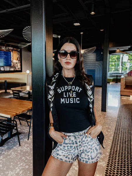 Support Live Music Tank in Black