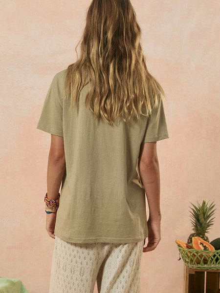 Mermaid Truckstop Biker Tee in Khaki