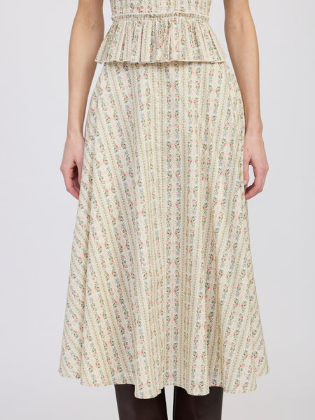 Rosalia Midi Skirt in Ivory & Olive