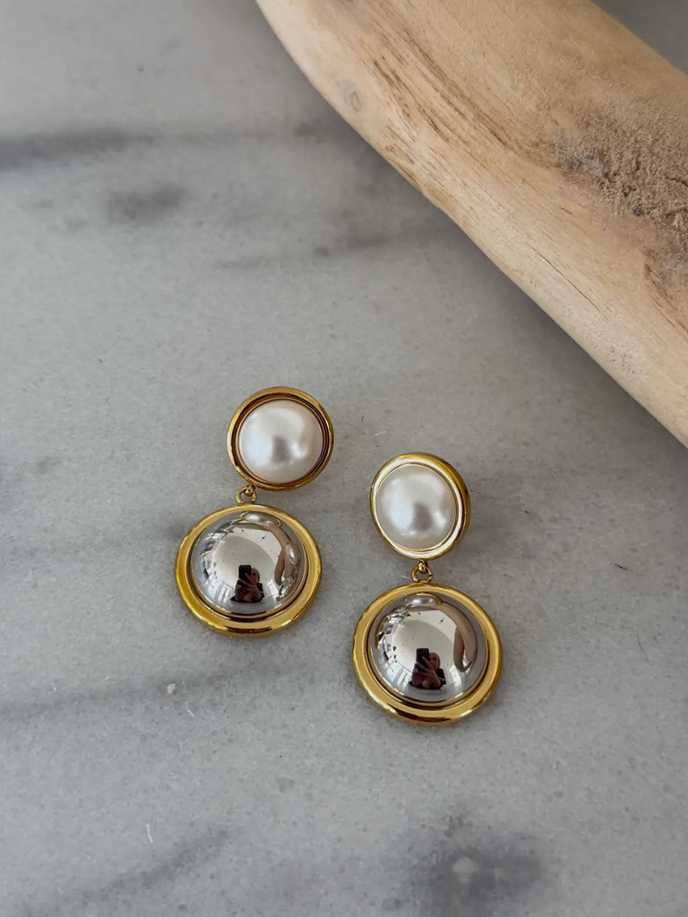 Pearl & Two Tone Earrings