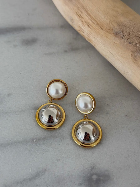 Pearl & Two Tone Earrings