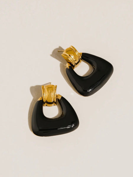Janelle Enamel Drop Earrings in Black