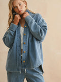 Denim Does Comfy Shacket in Blue