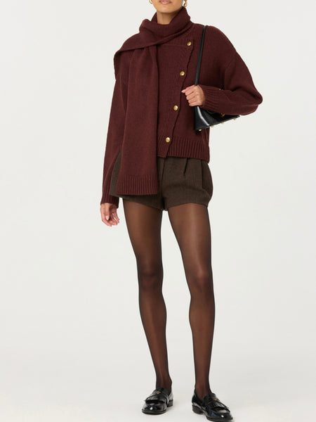 Jackeline Scarf Cardigan in Wine