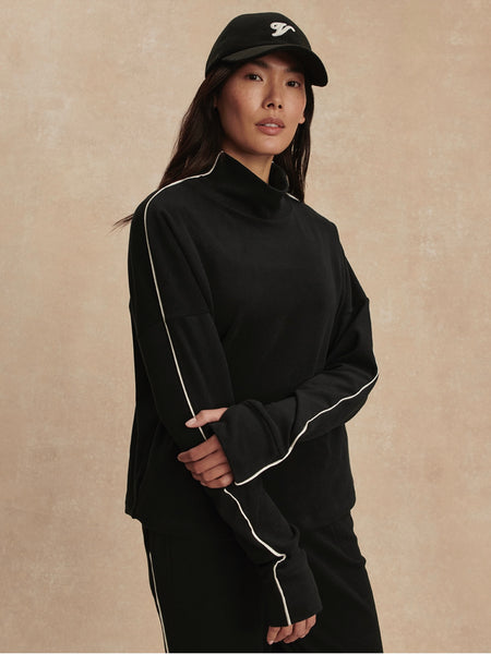 Rona High Neck Midlayer in Black & Snow White