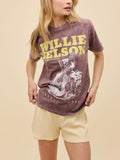 Willie Nelson Red Headed Stranger Weekend Tee in Brown Stone Acid