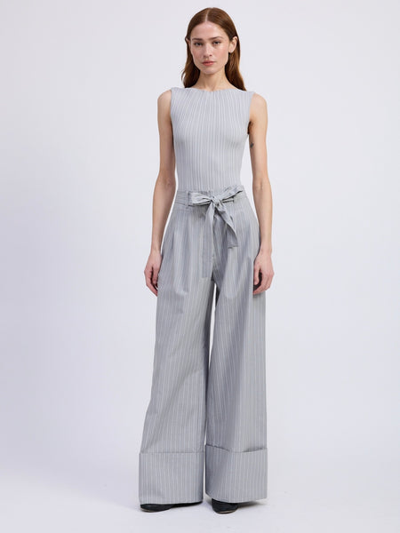 Christelle Pant in Grey Pinstripe