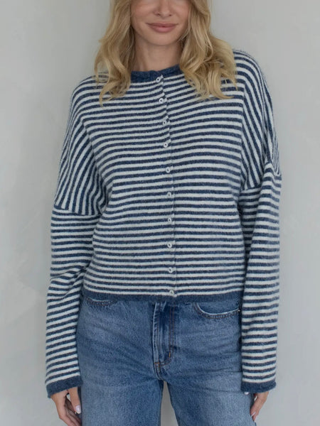 Piper Cardigan in Denim Stripe
