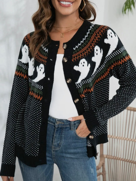 Mostly Ghostly Cardi in Black