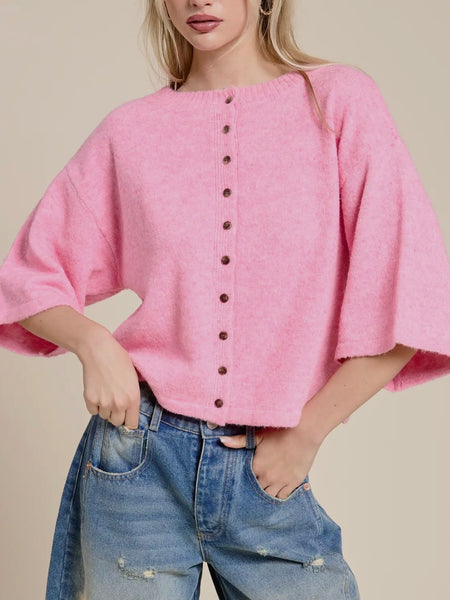 Best of Buttons Cardi in Pink