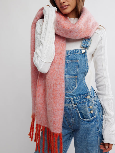 Winter Chill Blanket Scarf in Pink