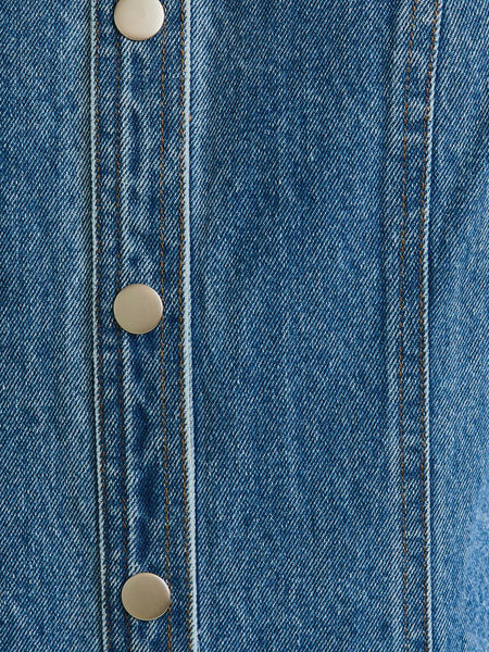 Denim Does It Mini Dress in Mid Blue