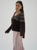 Stewart Fair Isle Cardigan in Brown