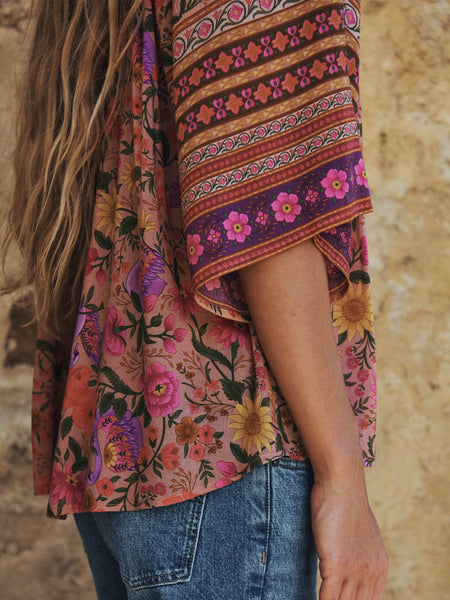 Swan Lake Flutter Sleeve Blouse in Lilac Rose