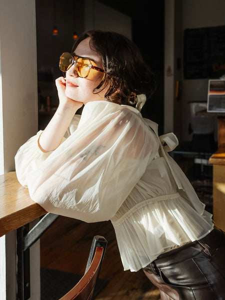 Double Bridge Aviator Glasses in Yellow