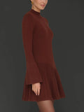 Asymmetrical Hem Mini Sweater Dress in Rust