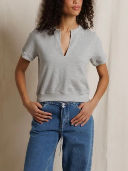 Cleo French Terry Short Sleeve in Heather Grey