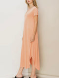 Easy V Midi Dress in Creamy Peach
