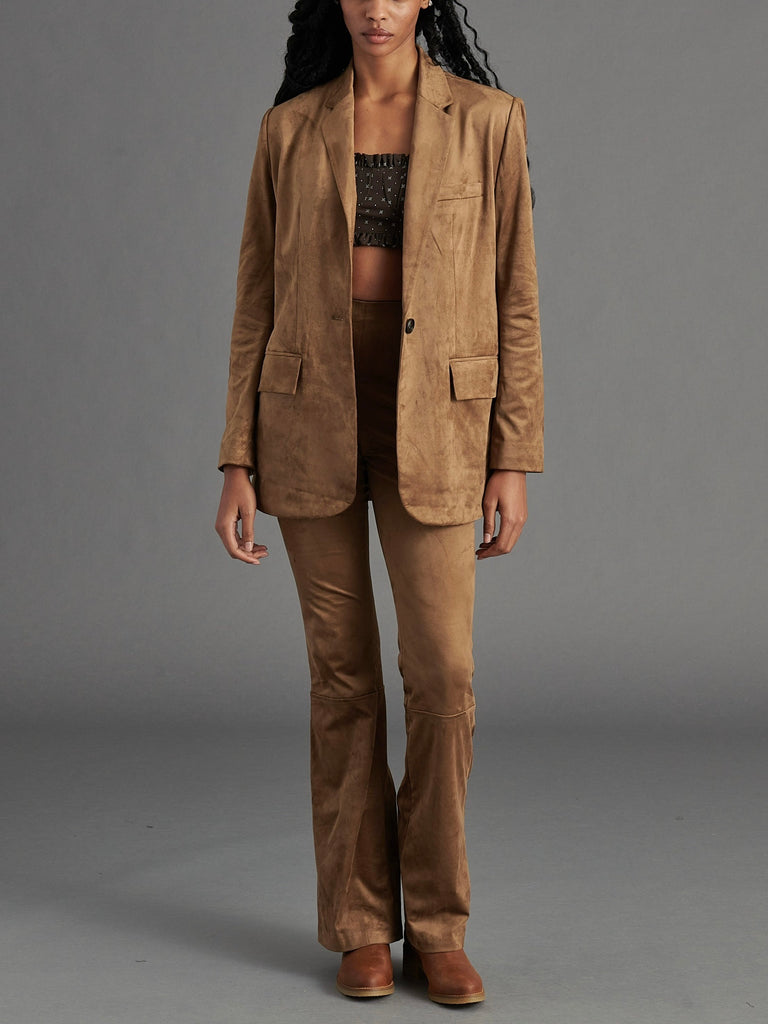 Imaan Suede Blazer in Macadamia