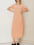 Easy V Midi Dress in Creamy Peach