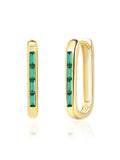 Baguette Oval Huggies in Emerald