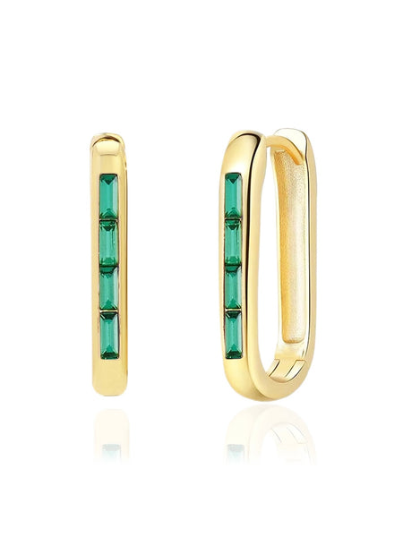 Baguette Oval Huggies in Emerald