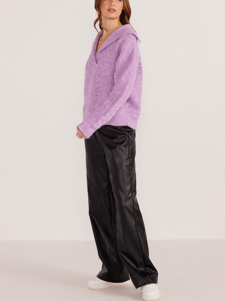 Mira Collared Sweater in Lilac