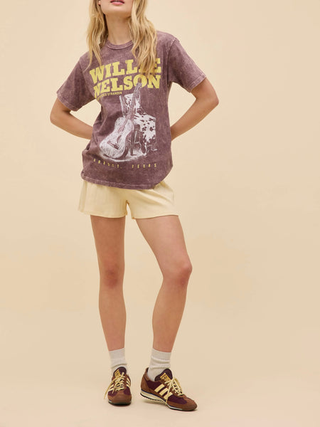 Willie Nelson Red Headed Stranger Weekend Tee in Brown Stone Acid