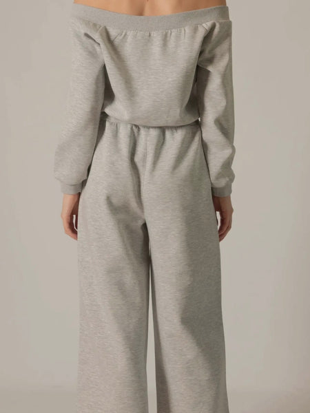 Hudson Off Shoulder Jumpsuit in Heather Grey