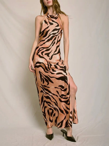 Wild Streak Halter Dress in Tiger