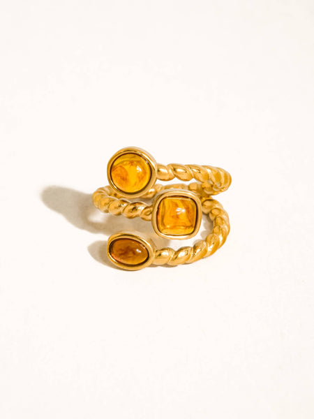Tansia Natural Stone Statement Ring in Brown