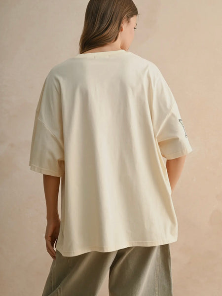 Cocktail Core Boxy Tee in Beige