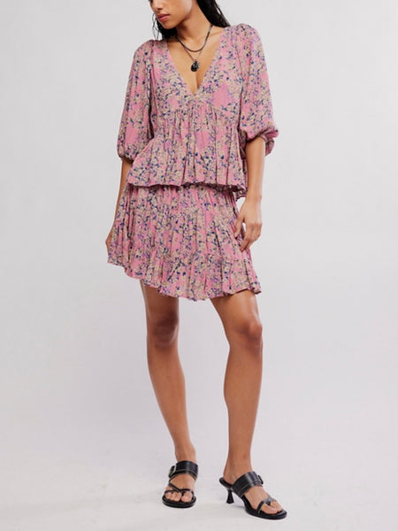 Perishing Printed Set in Pink Combo