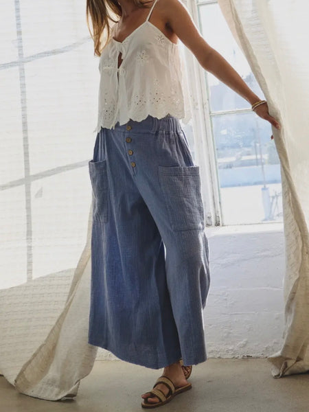 Oh My Gauze Pant in Washed Blue