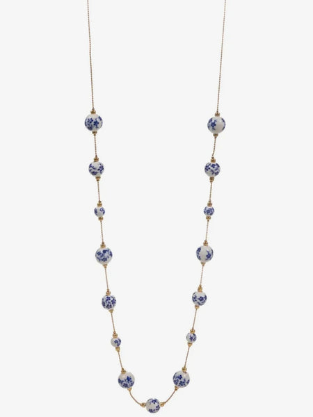 Chinoiserie Ceramic Bead Long Necklace