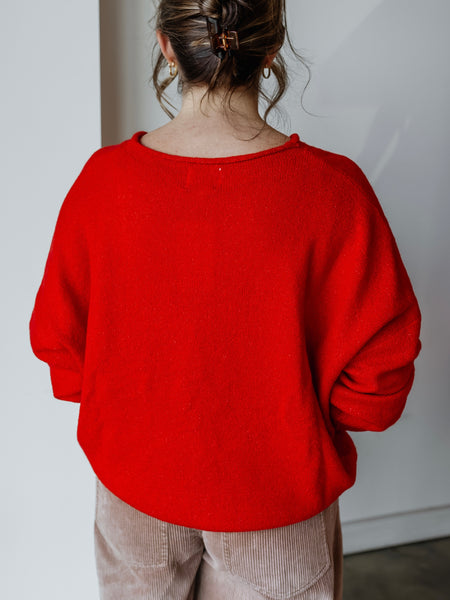 Piper Cardigan in Tomato Red