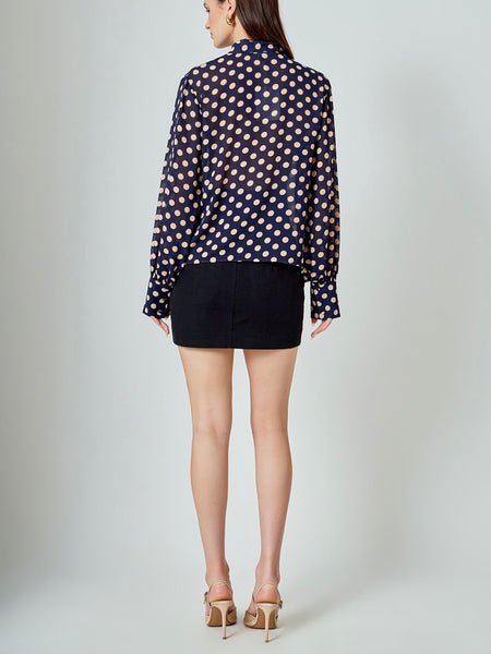 Dot To The Top Blouse in Navy & Blush