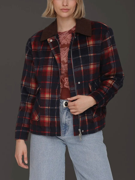 Heritage Plaid Bomber Jacket in Navy & Red