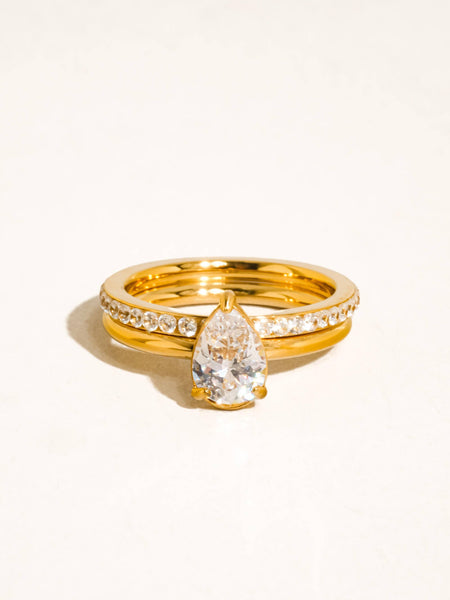 Eirwen Pear CZ Stack Ring