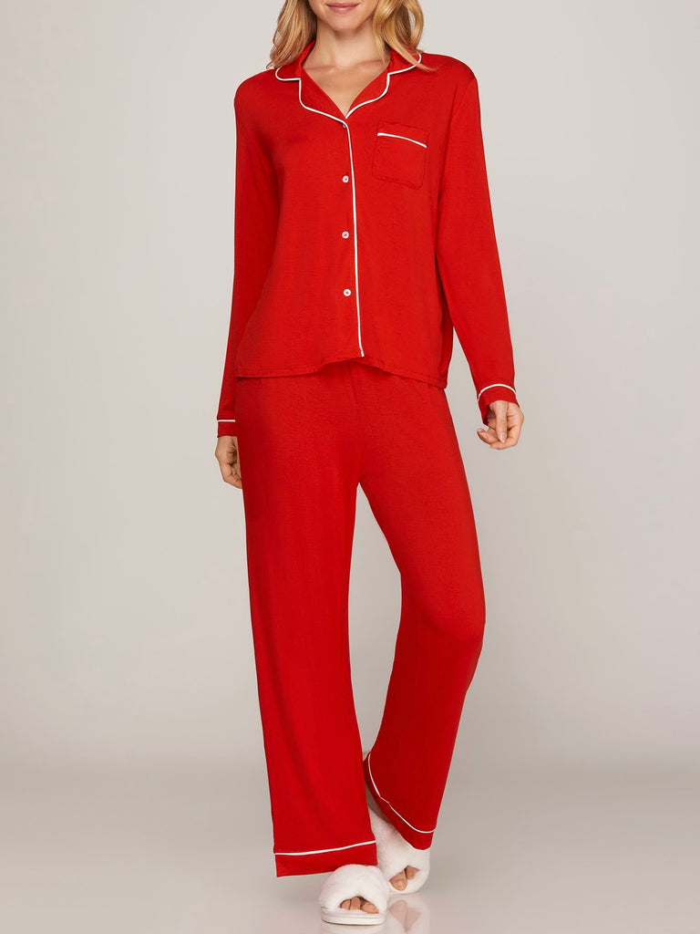 Cozy As Can Be PJ Set in Red