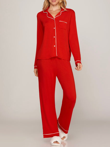 Cozy As Can Be PJ Set in Red