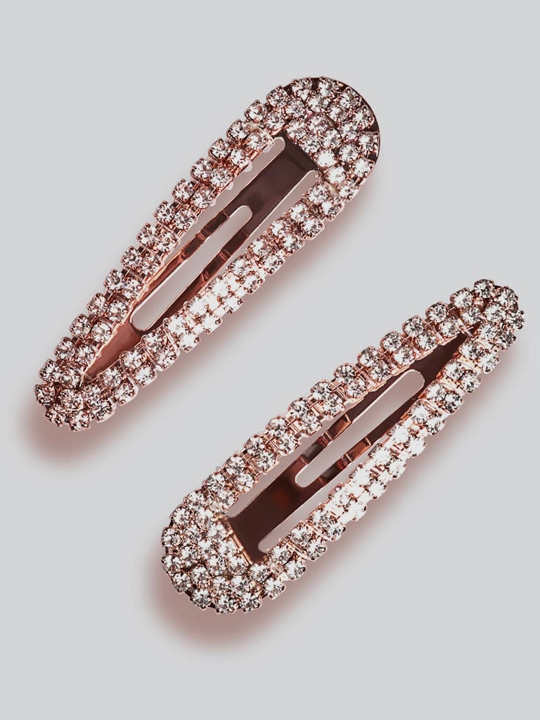 Mini Rhinestone Snap Clips in Rose Gold