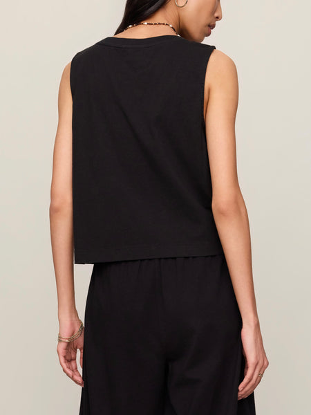 Sloane V-Neck Top in True Black